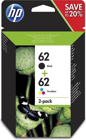 Tindiprinteri kassett HP 62 Black + 62 Tri-colour, kollane v./must v./fuksia (magenta) v.