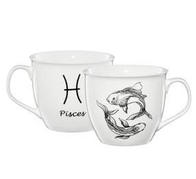 Puodelis Ambition Zodiac Pisces, balta sp./juoda sp., 0.55 l