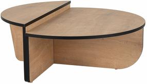 Kavos staliukas Nordure Orion, juodas/rusva, 90 cm x 90 cm x 35 cm