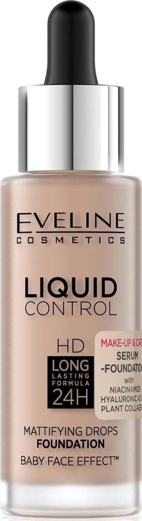 Skystas makiažo pagrindas Eveline Liquid Control HD, 035 natural beige, 32 ml