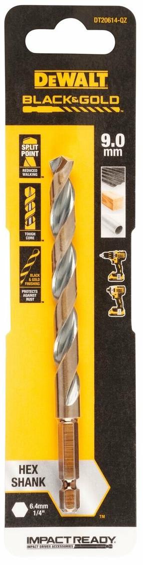 Metallist puur Dewalt, puit/metall/teras, hss, hex 1/4, 9 mm x 12.7 cm