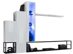 Sekcija ASM Switch M8, balta sp./juoda sp., 240 cm x 40 cm x 151 cm