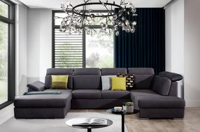 Kampinė sofa Evanell Monolith 97, tamsiai pilka sp., kairinė, 216 x 330 cm x 102 cm