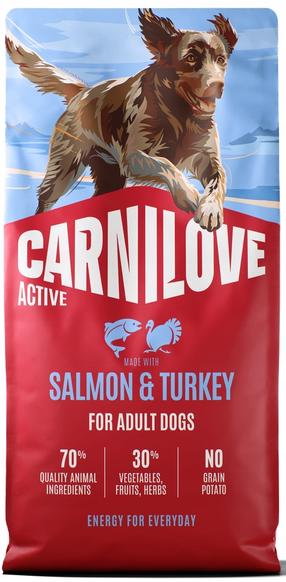 Sausā suņu barība Carnilove Active Adult, tītara gaļa/lasis, 12 kg