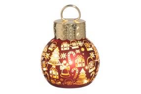 Dekorācija ar LED apgaismojumu, 13 cm, 10 cm, zelta krās./sarkana krās.