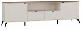 Televizoriaus spintelė Cordoba 2D2S, juoda sp./smėlio sp./kašmyro sp., 186 cm x 43 cm x 55 cm