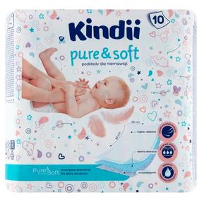 Одноразовый пеленальный коврик Kindii Pure & Soft, 60 см x 60 см, 60 x 60 cm, 10 шт.