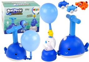 Balionų pripūtimo rinkinys apvalus Lean Toys Dolphin, mėlyna sp./įvairių spalvų