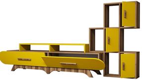 Sekcija Kalune Design Flora S 845HCT3036, geltona sp./riešuto sp., 36.8 cm x 205 cm x 50 cm