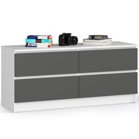 Komoda Akord Furniture Factory K120 4SZ CLP, balta/pilka, 40 cm x 120 cm x 55 cm