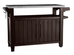 Dārza galds Keter Barbecue Prep n' Serve 207L, brūna krās., 134 cm x 52 cm x 90 cm