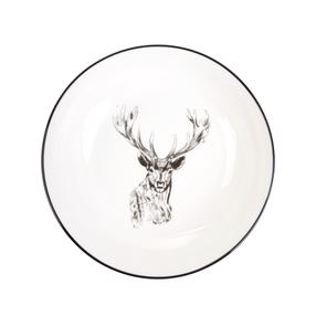 Kalėdinė lėkštė sriubos Homla Reindeer, Ø 20 cm, balta/juoda