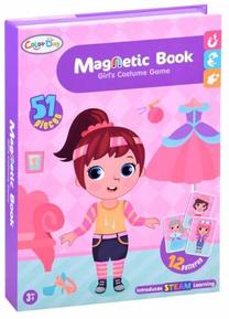 Magnetinė knyga - dėlionė Color Day Girls Costume Game, rožinė sp., 51 vnt.