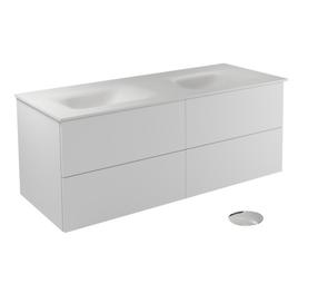 Vonios spintelė su praustuvu Besco Akya Classic, skaidri sp./balta sp./chromo sp., 52.5 cm x 131 cm x 50.7 cm