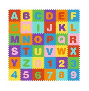 Paklājiņš mazuļiem - puzle EcoToys Letters And Numbers, 178 cm x 178 cm, 36 gab, daudzkrāsaina
