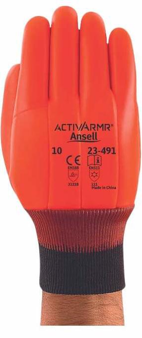 Darbo pirštinės žieminės Ansell 23-491/100, suaugusiems, raudona sp., 10