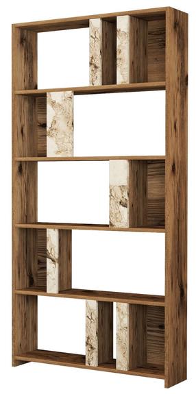 Pastatoma lentyna Kalune Design Lima Marble, balta sp./riešuto sp./ruda sp., 180 cm x 90 cm x 20 cm