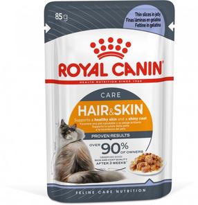 Mitrā kaķu barība Royal Canin Hair & Skin, zivs/vistas gaļa, 0.085 kg x 12 gab.