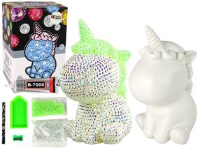 Radošs dimantu mozaīkas komplekts Lean Toys Unicorn 13037, balta krās.