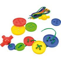 Lavinimo žaislas, virvelių vėrimo rinkinys Eduplay Thread Buttons, įvairių spalvų