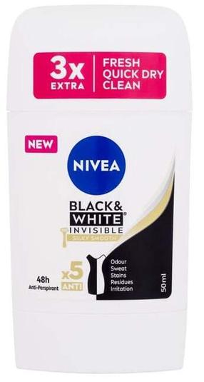 Moteriškas dezodorantas Nivea Black & White Invisible Silky Smooth, 50 ml