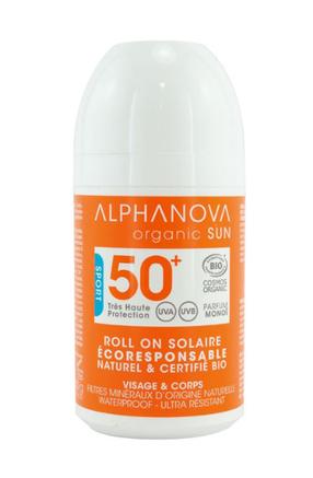 Средство для ухода за загаром для тела/для лица Alphanova Roll-On Extreme Sport SPF50+, 50 мл
