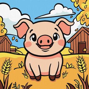 Glezna pēc numuriem Ideyka Beautiful Pig, daudzkrāsaina
