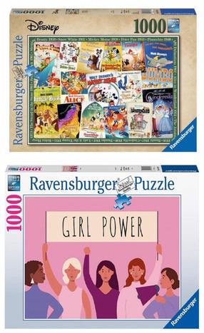 Puzle Ravensburger 2in1 Disney & Girls Power 19874/16730, 50 cm x 70 cm, 1000 gab., daudzkrāsaina