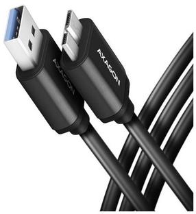 Kabelis Axagon BUMM3-AM10AB, Micro USB type B/USB-A, 100 cm, melna krās.