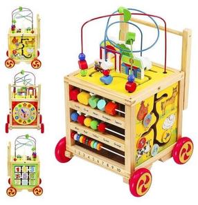 Bērnu stumjamā rotaļlieta - staiguļi Kruzzel Educational Cube, dzeltena krās./daudzkrāsaina
