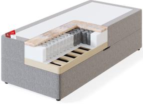 Lova viengulė continental Sleepwell Red Pocket Storage Harrisson, 90 x 200 cm, šviesiai ruda sp., su čiužiniu, su grotelėmis