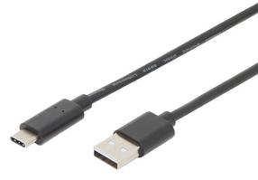 Vads Digitus USB / USB-C USB C male, USB male, 3 m, melna krās.