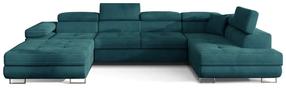 Kampinė sofa Rodrigo Mat Velvet 75, žalia sp., dešininė, 202 x 345 cm x 90 cm