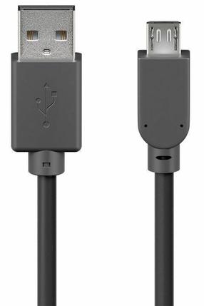 Kabelis Goobay 93918 USB 2.0, Micro USB B male, 1 m, juoda sp.