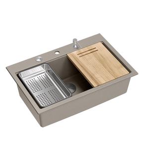 Virtuvinė plautuvė Quadron Marc Workstation 110 FM, granitas, 76 cm x 50 cm x 23.5 cm, smėlio sp.