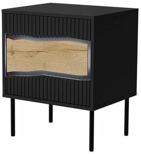 Naktsskapītis Cama Meble Inserto LED, melna krās., 61.5 cm x 40 cm x 50 cm