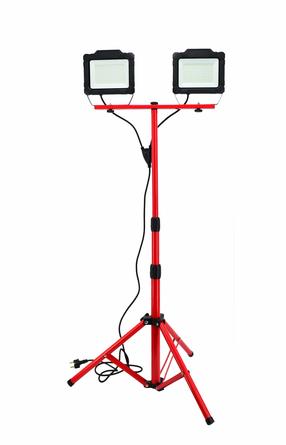 Celtniecības prožektors ar statīvu, brīvi stāvošs AWTools AW17921, 100 W, 4750 - 9500 lm, 6000 °K, IP65, oranža krās.