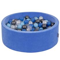 Baseinas su kamuoliukais KiddyMoon Velvet ball pit Round 200 Balls, 90 cm x 90 cm, 200 vnt, skaidri sp./mėlyna sp.