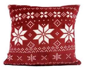 Ziemassvētku dekoratīvs spilvenu pārvalks Nordico-01, balta krās./sarkana krās., 40 cm x 40 cm