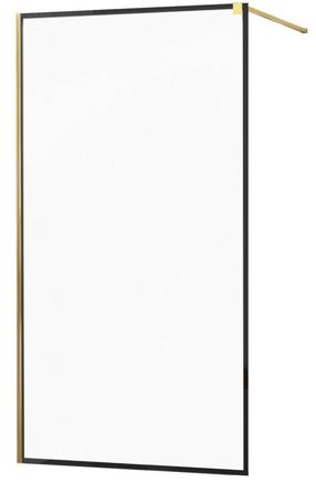 Dušas siena Mexen Kioto Walk-In Black Border, 130 cm x 200 cm, zelta krās./melna krās./rūdītais