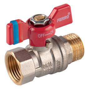 Vārsts Ferro KFCM11E, lodveida, ūdens patēriņa regulēšanai, 1/2" mf