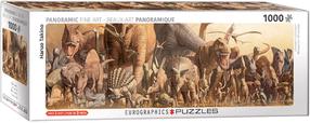 Puzle Eurographics Panoramic Fine Art Haruo Takino Dinosaurs 6010-4650, 99 cm x 33 cm, 1000 gab., brūngans krās.