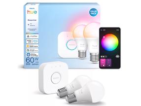 Viedā spuldze Philips Hue Essential Starter LED, A60, daudzkrāsaina, E27, 8 W, 2200 - 6500 lm, 2 gab.