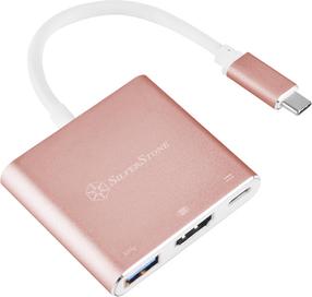 Adapteris SilverStone USB-C - HDMI/USB/USB-C SST-EP08P USB-C male, HDMI/USB/USB-C female, rožinė sp.