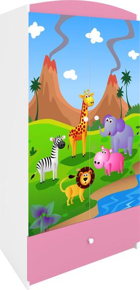 Vaikiška spinta Kocot Kids Babydreams Safari, rožinė sp., 90 cm x 52 cm x 175.5 cm