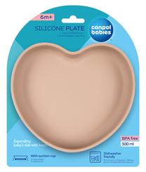 Lėkštutė Canpol Babies Silicone Plate Heart, 300 ml, 6+ mėn., silikonas, ruda sp.