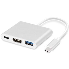 Adapteris iLike HD1 USB Type-C, HDMI / USB / USB-C, sudraba krās.
