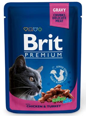 Šlapias kačių maistas Brit Premium Chicken & Turkey, vištiena/kalakutiena, 0.1 kg