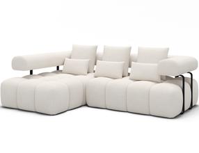 Kampinė sofa Levvi, balta sp., 184 x 260 cm x 102 cm