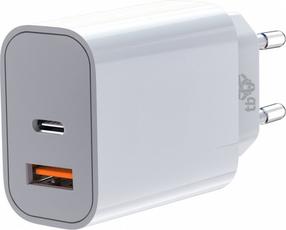 Telefona lādētājs TB Print, USB-A/1 x USB Type C, balta krās., 20 W
